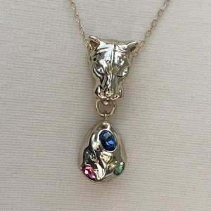 Alexis Bittar Silver Necklace with Multicolor Gems